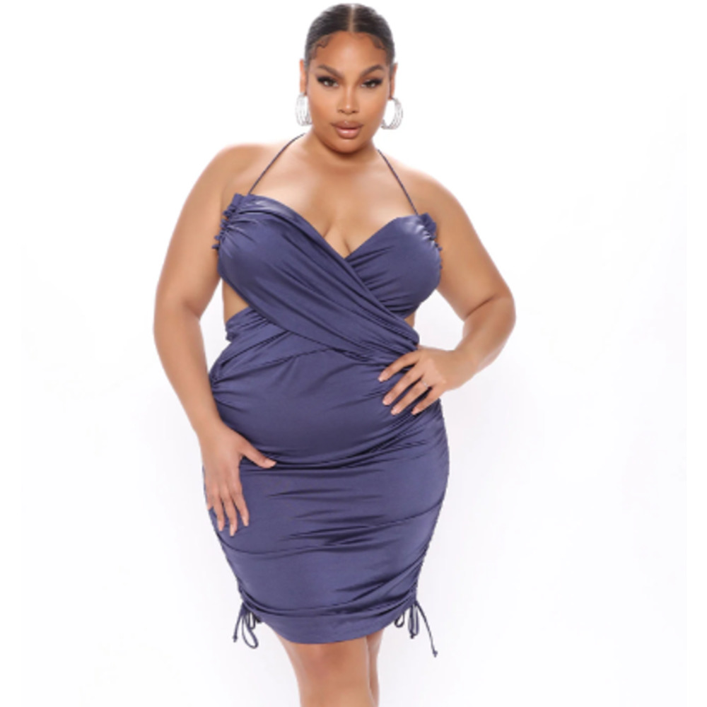 NWOT Fashion Nova Arabella Ruched Mini Dress - Denim